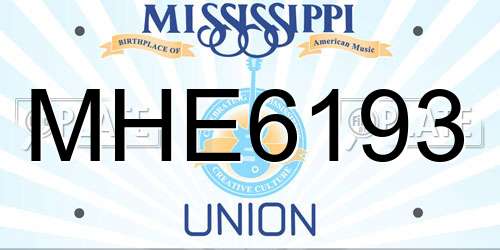 MHE6193 Mississippi License Plate