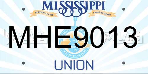 MHE9013 Mississippi License Plate