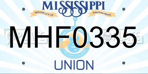 MHF0335 Mississippi License Plate