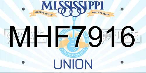 MHF7916 Mississippi License Plate