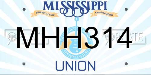 MHH314 Mississippi License Plate
