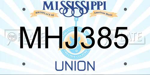 MHJ385 Mississippi License Plate