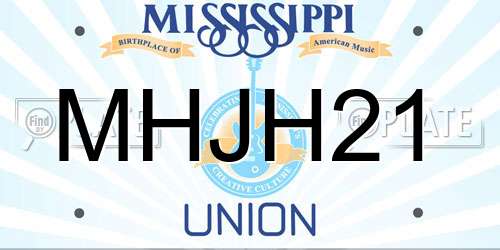 MHJH21 Mississippi License Plate