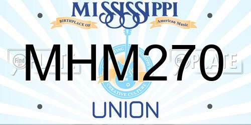 MHM270 Mississippi License Plate