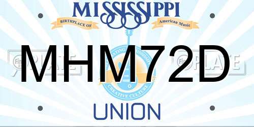 MHM72D Mississippi License Plate
