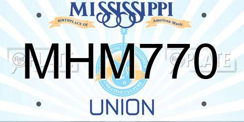 MHM770 Mississippi License Plate