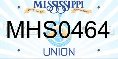 MHS0464 Mississippi License Plate