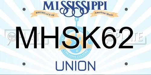 MHSK62 Mississippi License Plate