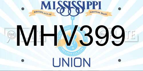 MHV399 Mississippi License Plate