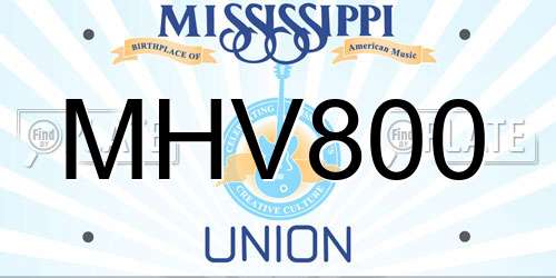 MHV800 Mississippi License Plate