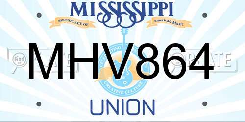 MHV864 Mississippi License Plate