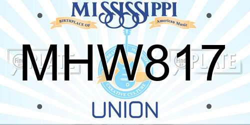 MHW817 Mississippi License Plate