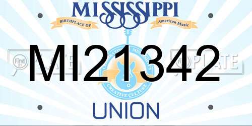 MI21342 Mississippi License Plate