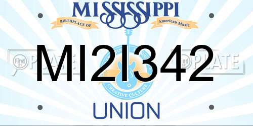 MI2I342 Mississippi License Plate
