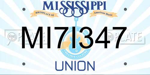 MI7I347 Mississippi License Plate