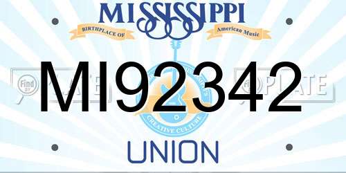 MI92342 Mississippi License Plate
