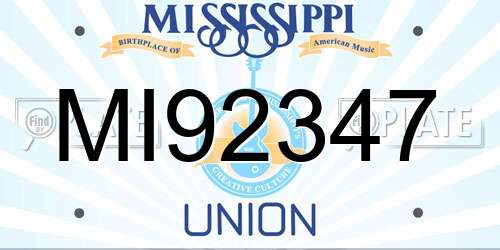 MI92347 Mississippi License Plate