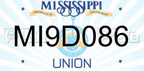 MI9D086 Mississippi License Plate