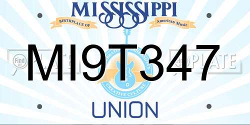 MI9T347 Mississippi License Plate