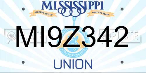 MI9Z342 Mississippi License Plate