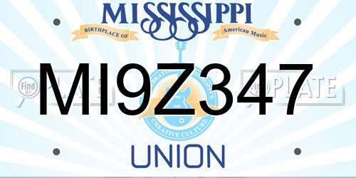 MI9Z347 Mississippi License Plate