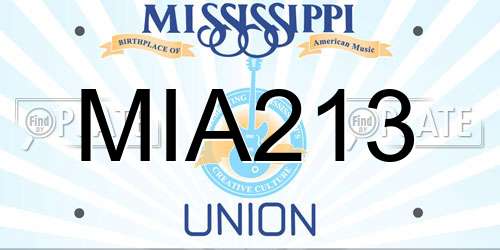 MIA213 Mississippi License Plate