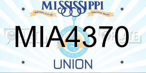 MIA4370 Mississippi License Plate