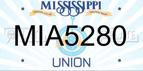 MIA5280 Mississippi License Plate
