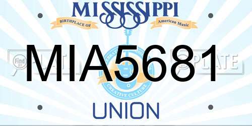 MIA5681 Mississippi License Plate