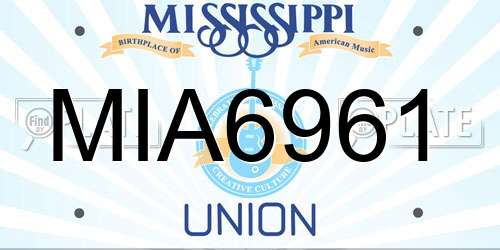 MIA6961 Mississippi License Plate
