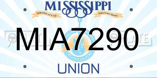 MIA7290 Mississippi License Plate