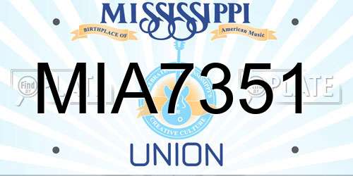 MIA7351 Mississippi License Plate