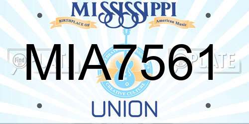 MIA7561 Mississippi License Plate