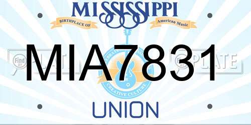 MIA7831 Mississippi License Plate