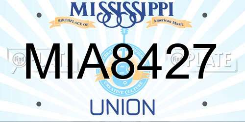 MIA8427 Mississippi License Plate