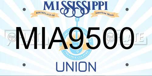 MIA9500 Mississippi License Plate