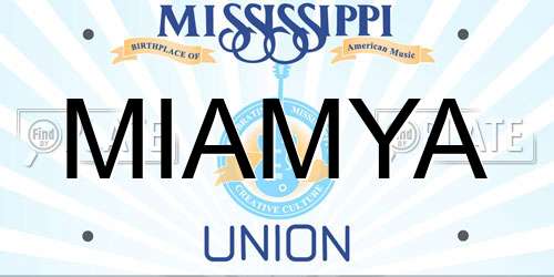 MIAMYA Mississippi License Plate