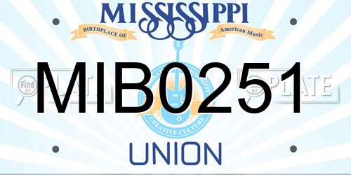 MIB0251 Mississippi License Plate