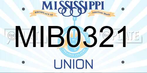 MIB0321 Mississippi License Plate