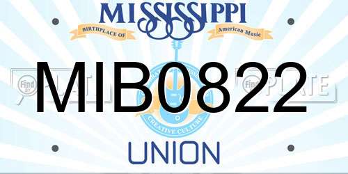 MIB0822 Mississippi License Plate