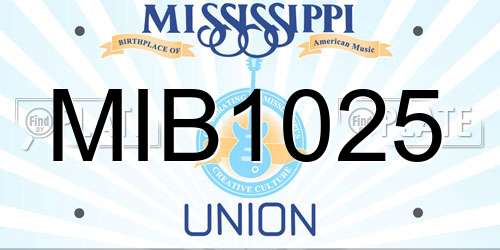MIB1025 Mississippi License Plate