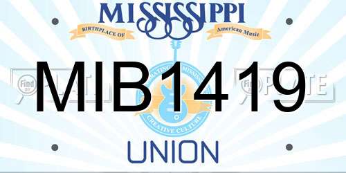MIB1419 Mississippi License Plate