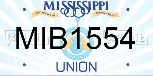 MIB1554 Mississippi License Plate