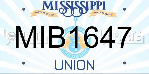 MIB1647 Mississippi License Plate