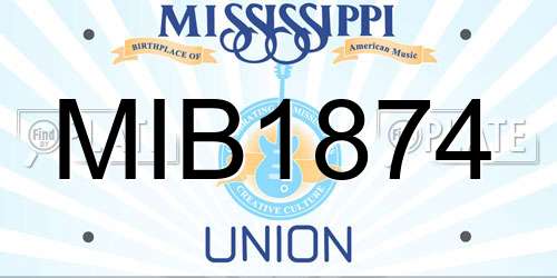 MIB1874 Mississippi License Plate