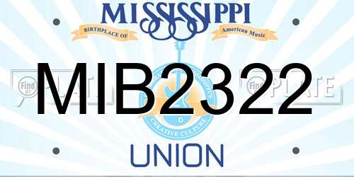 MIB2322 Mississippi License Plate