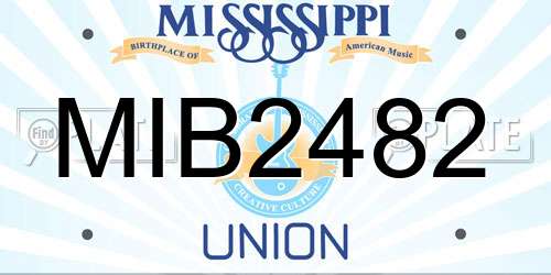 MIB2482 Mississippi License Plate