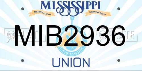 MIB2936 Mississippi License Plate