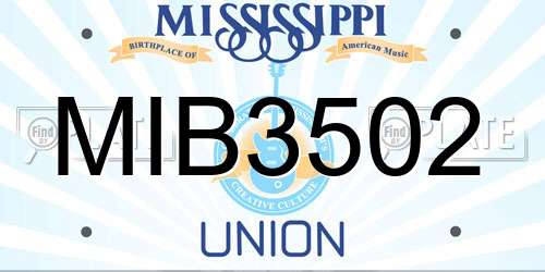 MIB3502 Mississippi License Plate