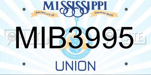 MIB3995 Mississippi License Plate